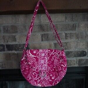 Vera Bradley Twirly Birds Crossbody Saddle Up Bag Pink White